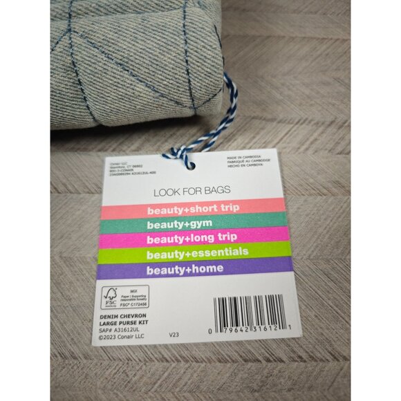 Tartan + Twine Denim Chevron Quilted Beauty Travel Organizer Makeup Bag NEW - Picture 4 of 7